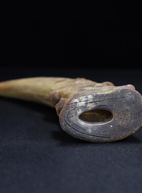 旧藏骨雕风化老牛角尖仿古古玩工艺品摆件高仿披毛犀牛角角雕收藏