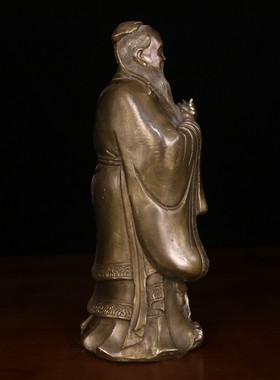 纯黄铜孔子先师孔夫子铜像摆件居家书房儒家孔圣人雕塑铜艺品摆设