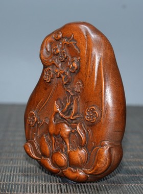 黄杨木雕刻笑佛大肚弥勒佛像实木中式手工艺品手把件文玩摆件挂件