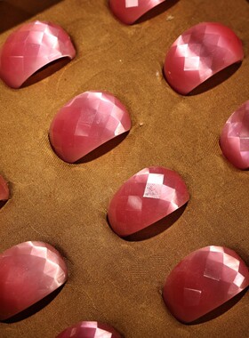 古玩收藏可旋转粉色猫眼石首饰饰品装饰男女足银扳指一盒 收藏品