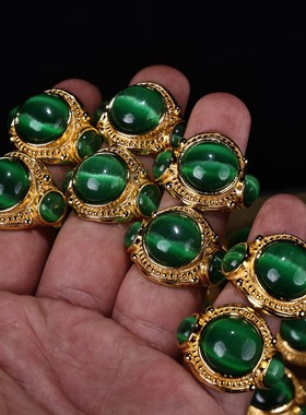 珍品旧藏老花丝工艺绿蓝眼石戒指配老漆器盒居家文玩收藏送礼