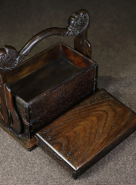 实木食盒仿古木艺镶贝壳手提盒首饰盒药箱茶叶盒家居装饰工艺摆件