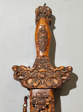 古玩旧藏正宗桃木剑法器纯桃木挂件卧室客厅中式摆件道士的宝剑