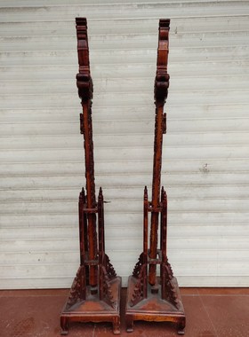 古玩旧藏老桃木剑九龙戏珠纯手工雕刻桃木剑摆件一对桃木宝剑摆件