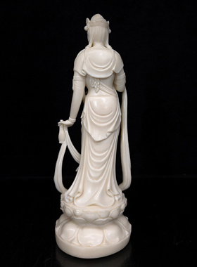 古玩收藏高仿猛犸象牙果雕刻大势至菩萨家居客厅博古架工艺品摆件