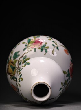 清雍正年制纯手绘粉彩锦鸡花鸟纹葫芦瓶花瓶古玩古董收藏精品瓷器