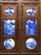 Antique collection mahogany inlaid blue and white porcelain plate painting piano chess calligraphy and painting character hanging screen solid wood carving hollow rosewood