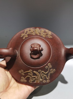 台湾回流老紫砂壶民国时期老茶壶原矿民国紫泥陈鸣远制松叶蝙蝠壶