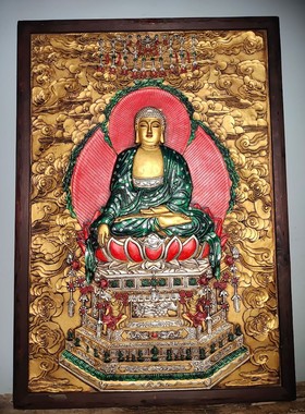 古玩老物件手工彩绘唐卡人物镶木框家居装饰收藏摆件多款选择大号