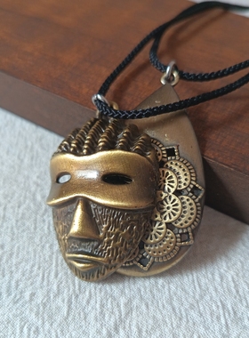 面具吊坠项链雕花水滴吊坠项链