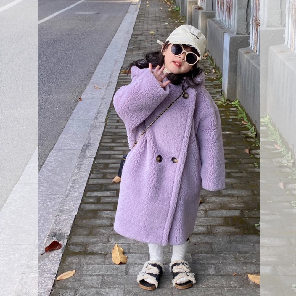 拓伴 儿童羊剪绒皮草女童皮毛一体外套中大童长款羊羔毛大衣冬新,淘宝优惠券,粉丝福利购,淘宝优惠卷