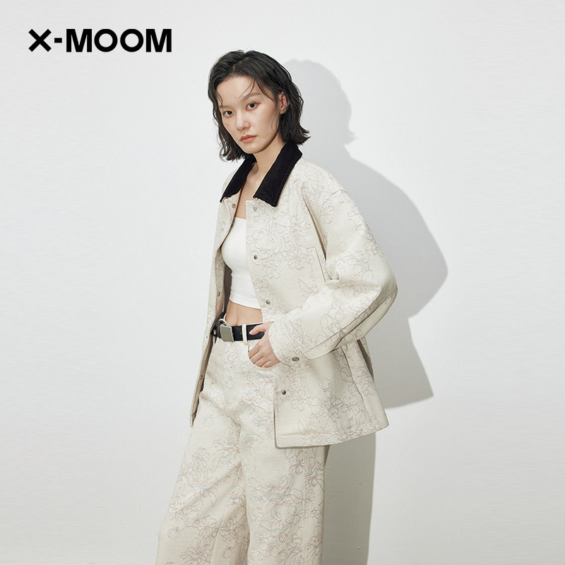 【商场同款】X--MOOM2026春季新款彩色提花洗水牛仔巴恩风外套女,淘宝优惠券,粉丝福利购,淘宝优惠卷