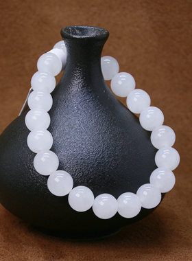 女精美一级脂白和田玉10mm玉手链