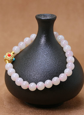 玉手链新疆和田玉冰藕粉冰润细腻