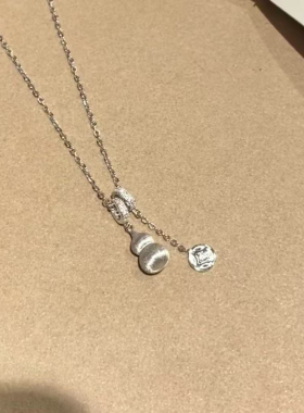 纯银s925拉丝工艺葫芦福禄金币项链女精致轻奢高级感小众锁骨链