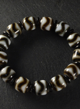 圣饰奇缘庙供虎牙天珠天然西藏真品玛瑙藏式手串男女12*12mm左右