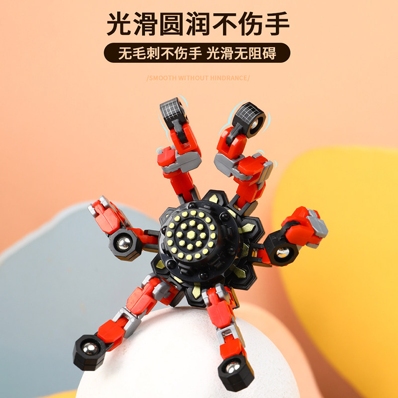 手指尖新款可变形发光魔幻旋转陀螺 幕和母婴陀螺