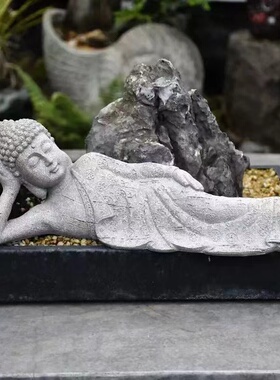 新中式佛像摆件户外花园微景观庭院造景装饰摆设室外禅意鱼缸布置