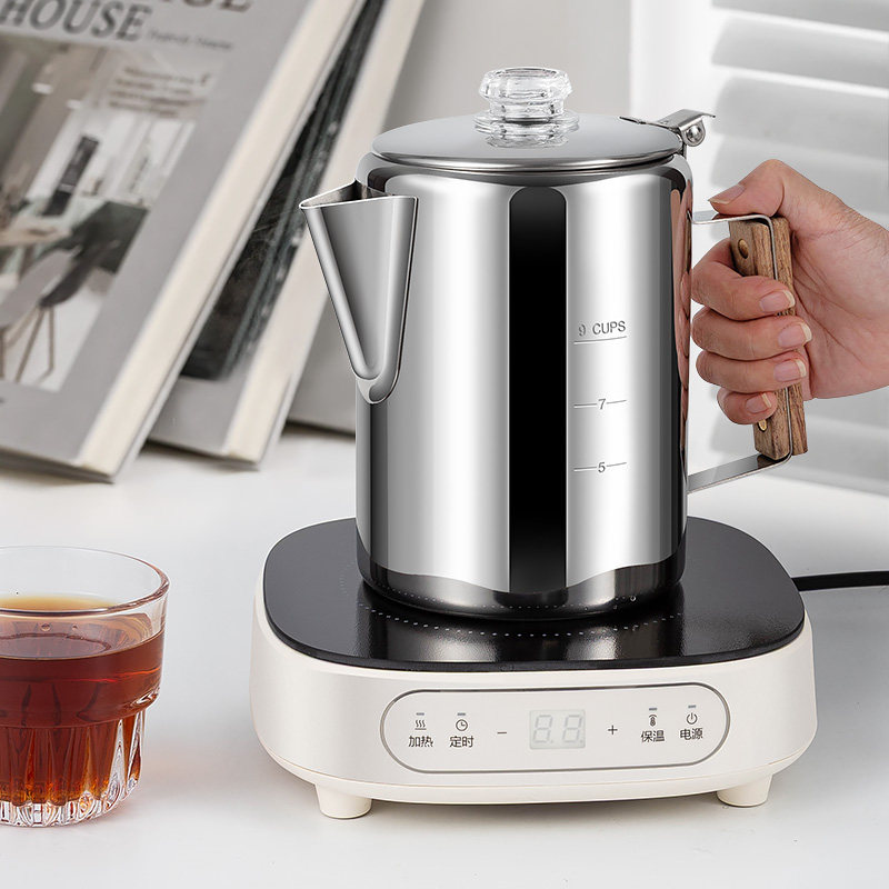 304不锈钢野营便捷烧水壶咖啡壶 美式蒸煮式9杯户内户外咖啡壶,淘宝优惠券,粉丝福利购,淘宝优惠卷