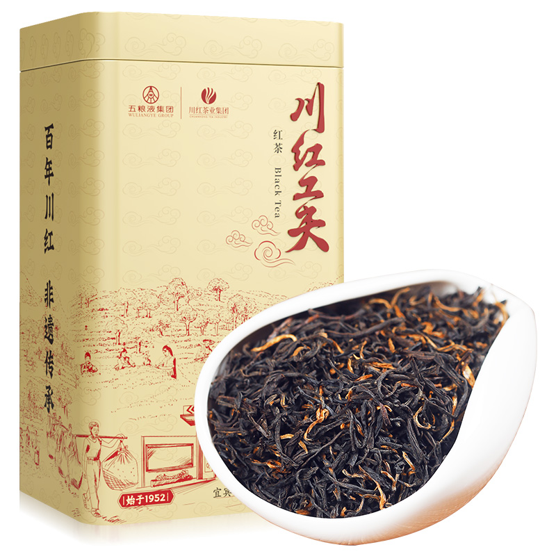 川红工夫非遗浓香红茶150g赠五粮春（45vol）500mL一瓶