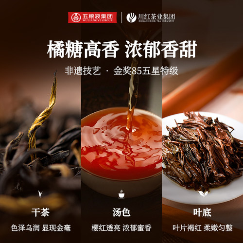川红官方特级金奖85工夫红茶经典浓香型橘糖香口粮茶叶自己喝250g - 图0