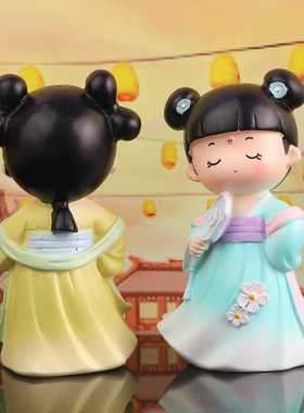 新款古风娃娃汉服女孩树脂桌面摆件可爱唐仕女手办送同学生日礼物