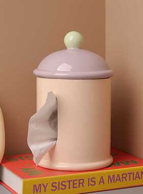 贝汉美创意多巴胺陶瓷纸巾盒家居客厅茶几桌面摆件抽纸盒一件代发