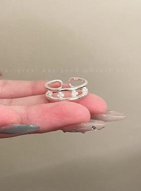 珍珠镂空花朵开口轻奢复古戒指