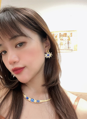 女复古巴洛克恶魔之眼耳钉项链