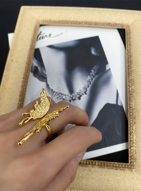 女复古巴洛克蝴蝶开口戒指包邮