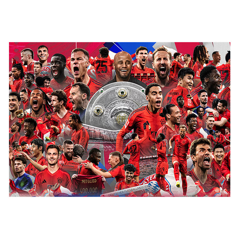 2025拜仁海报穆勒德甲夺冠足球超大尺寸壁纸宿舍自粘墙贴房间挂墙 - 图3