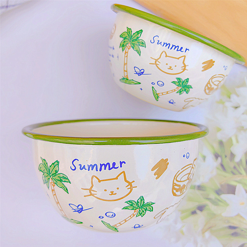 加厚搪瓷碗盘家用卡通老式米饭碗菜盘点心盘铁瓷餐盘摔不碎耐高温,淘宝优惠券,粉丝福利购,淘宝优惠卷