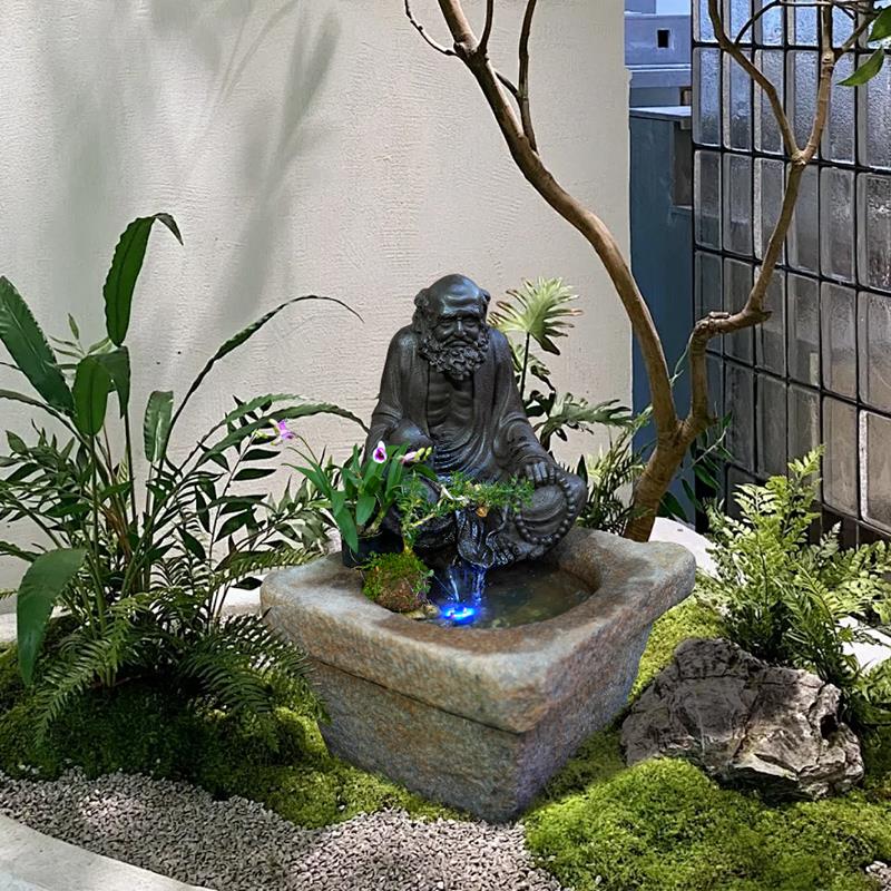 水磨坊户外庭院创意达摩流水摆件花园布置鱼池造景循环水系景观 - 图2