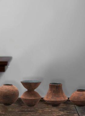 新中式侘寂风复古陶瓷禅意花瓶摆件酒柜软装饰品客厅插花艺术花器