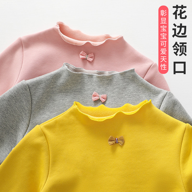 纯棉女童长袖一体加绒洋气潮打底衫 北极绒哈易T恤