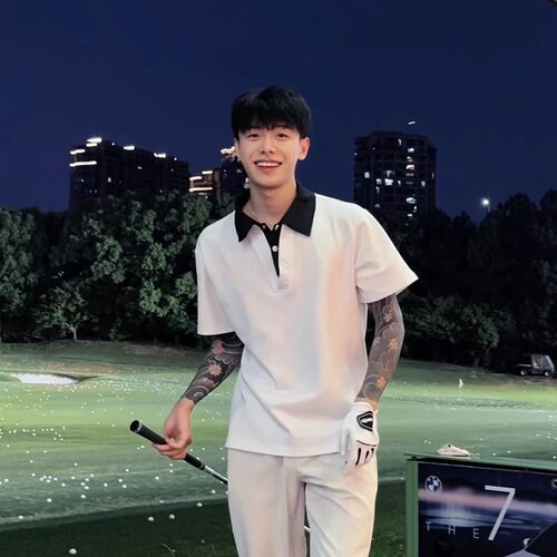 斌子同款假两件短袖polo衫男款夏季痞帅高级感t恤设计感正肩半袖 - 图0