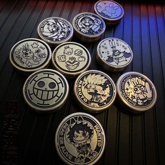 推牌PPB主题币啪啪币奶盖黄铜磁力金属解压玩具EDC指尖陀螺创意