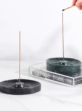 侘寂风大理石线香檀香底座高级感