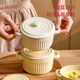 Ceramic boiled egg bowl steamed rice steamed vegetables bowl stewed with water