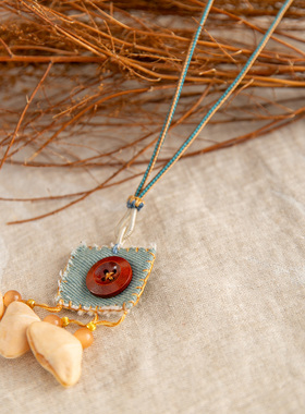 复古天然手工吊坠文艺森系禅意国风项链小众感挂饰百搭饰品