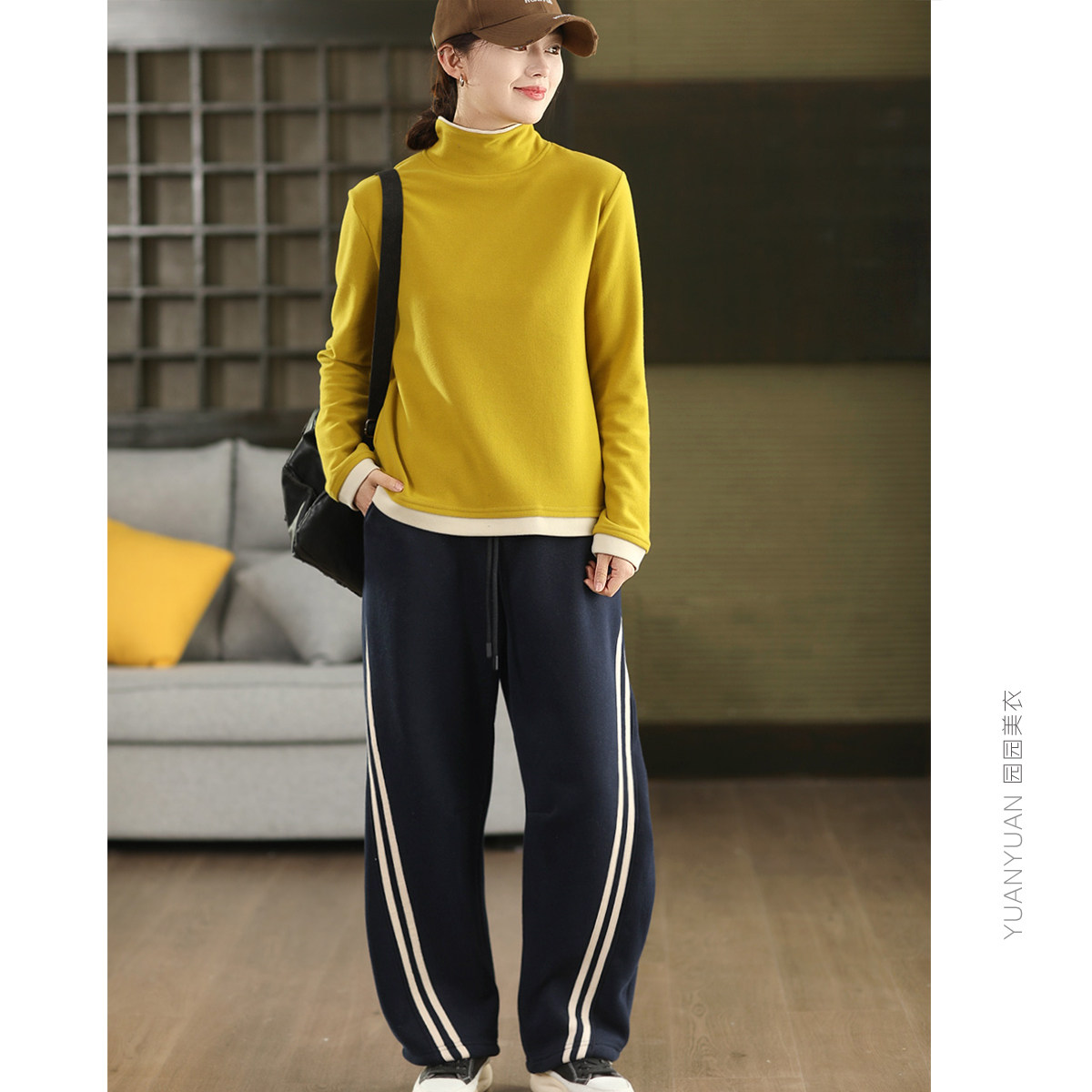 园园美衣冬季进口全棉澳绒拼色卫衣女加厚保暖套头衫内搭绒衫上衣,淘宝优惠券,粉丝福利购,淘宝优惠卷