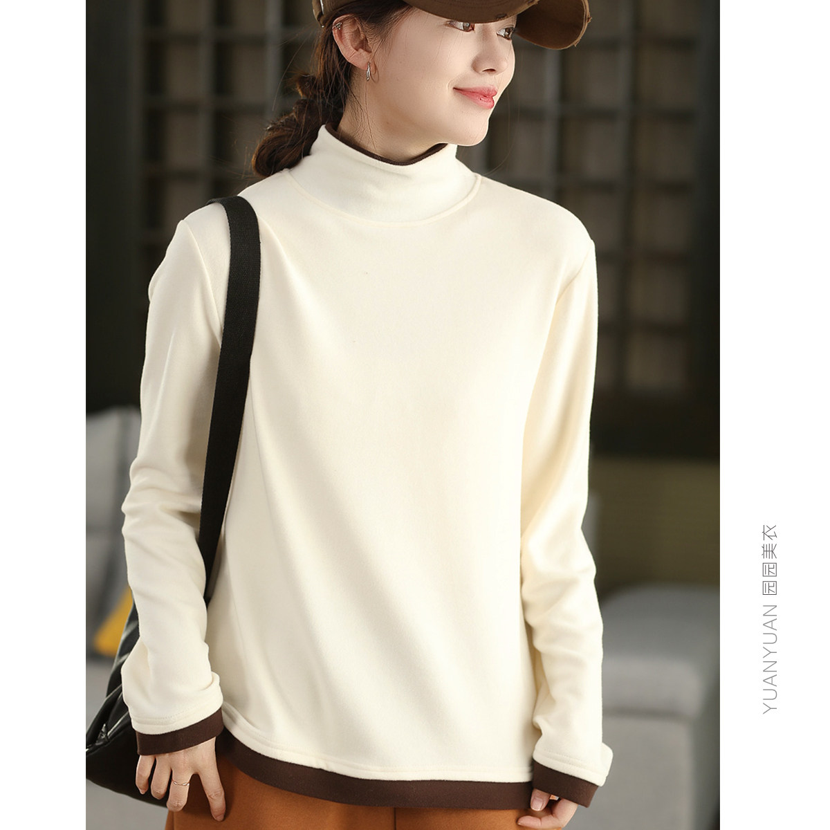 园园美衣冬季进口全棉澳绒拼色卫衣女加厚保暖套头衫内搭绒衫上衣,淘宝优惠券,粉丝福利购,淘宝优惠卷