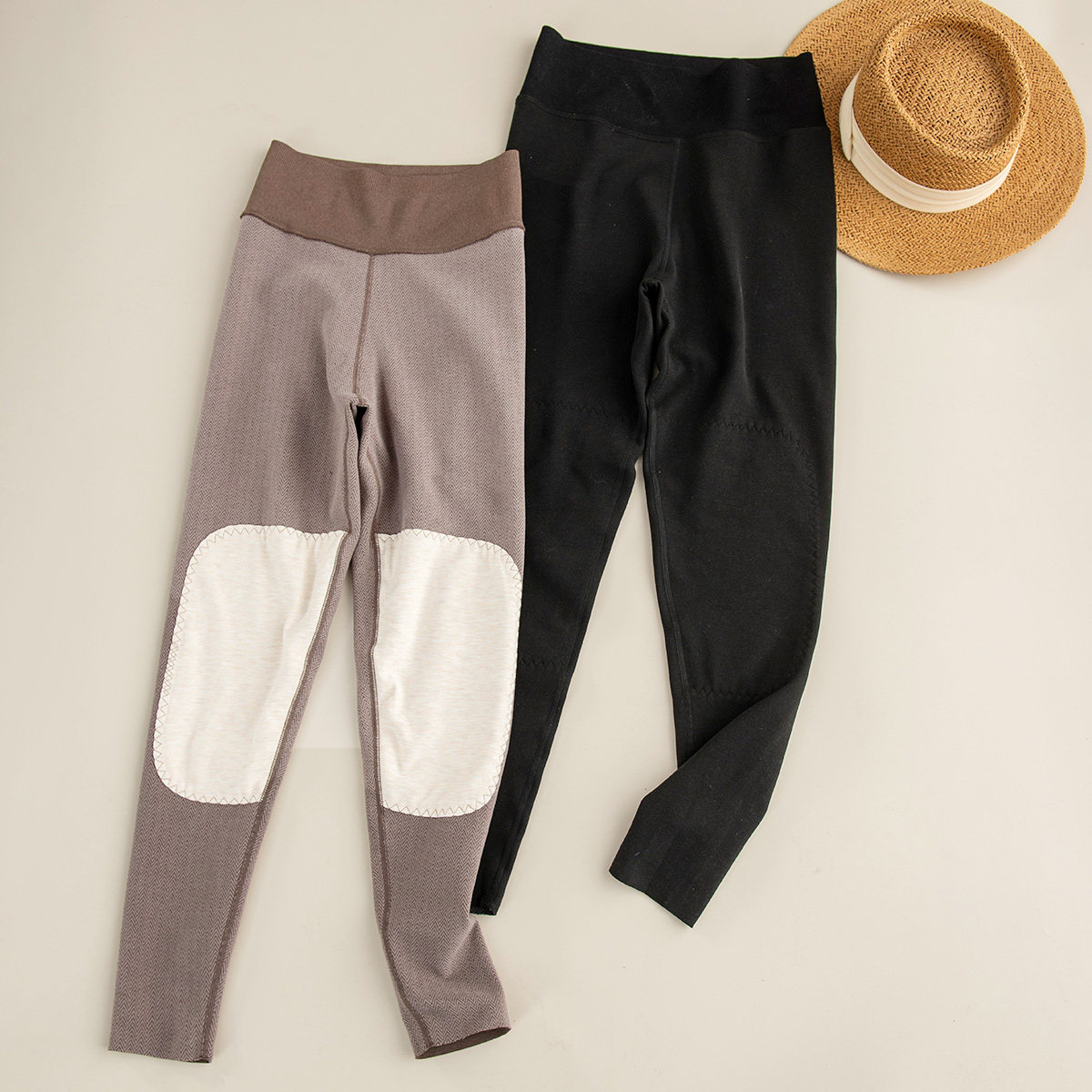 秋冬人字纹AB面双层高腰暖腹提臀护膝贴片女士保暖裤加厚打底裤,淘宝优惠券,粉丝福利购,淘宝优惠卷