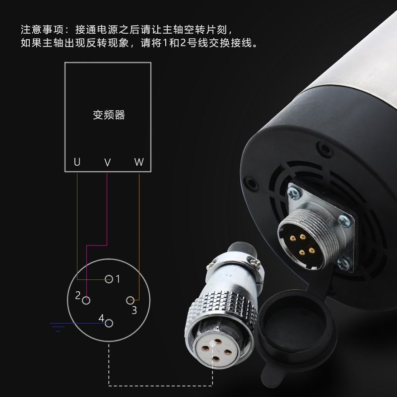 振宇/FQD雕刻机主轴电机800W/1.2/1.5/2.2/3.2KW四轴承风冷电主轴-图1