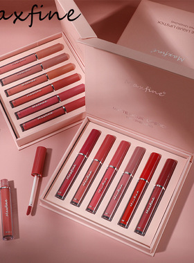 6-piece matte lip gloss set including lipstick and lip gloss
