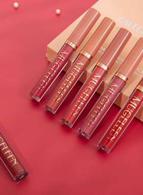 6-piece matte lip gloss set including lipstick and lip gloss