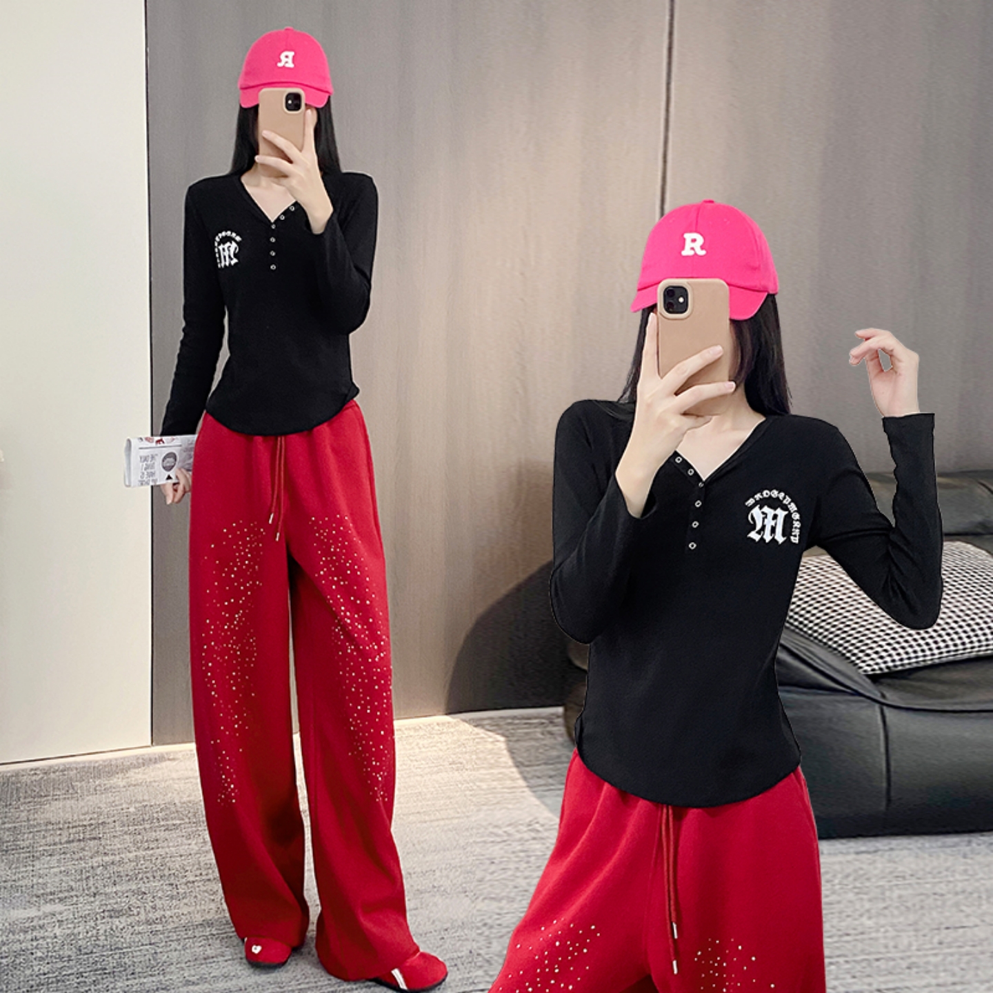 杨丽萍广场舞服装新款套装时尚运动宽松爵士舞裤子跳舞衣服表演服 - 图2