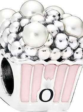 潘家纯银手链女咖啡杯子珠子宠物猫爪印散珠毕业纪念手镯蛋糕串珠