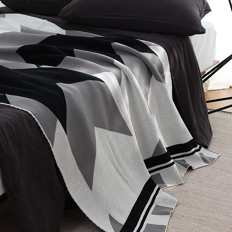 轻奢北欧风针织毯子黑色高级氛围感毛线午睡盖毯空调毯新款样板间 - 图2