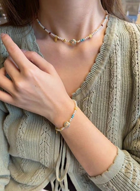 复古珍珠项链简约高级感锁骨链女夏轻奢小众新中式串珠多巴胺饰品